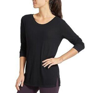 NEW Athleta Black Lattice Top Long Sleeve Strappy Back Lightweight Size Small
